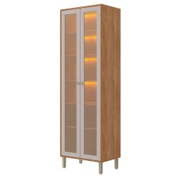 Cristaleira Divina Esplendida Celeste Aurea Com Led E 2 Portas Em Vidro Reflecta Mgm Cinamomo Off White 61392