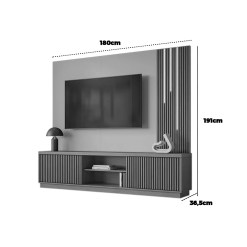 Estante Arezzo New 180cm Para Tv Ate 58 Polegadas Ripado 2 Portas Com Led Mavaular 65044