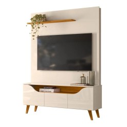 Estante Home Polo Para Tv Ate 55 Polegadas 3 Portas Madetec Cinamomo Off White 44437
