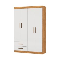Guarda Roupa Hercules Solteiro Sem Espelho 4 Portas 2 Gavetas Carioca Cinamomo Off White 72670
