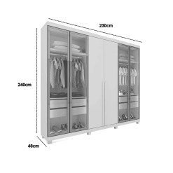 Guarda Roupa Imperatriz Casal 6 Portas 4 Gavetas Reflecta Com Led Gelius 38835