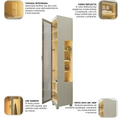 Guarda Roupa Imperatriz Modulo 1 Porta Reflecta Com Led Gelius 99393