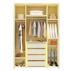 Guarda Roupa Innova Casal 4 Portas Reflecta 4 Gavetas Com Led Gelius 94244