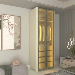 Guarda Roupa Innova Solteiro 2 Portas Reflecta 4 Gavetas Com Led Gelius 66881