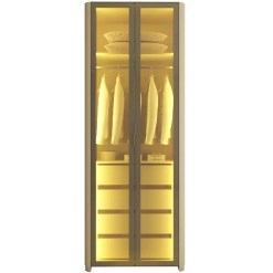 Guarda Roupa Innova Solteiro 2 Portas Reflecta 4 Gavetas Com Led Gelius Off White 46832