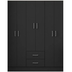 Guarda Roupa Jamaica Casal 6 Portas 2 Gavetas Fellicci Preto 73972