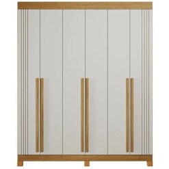 Guarda Roupa Pica Pau Casal 6 Portas 4 Gavetas Valdemoveis Cinamomo Off White 90168