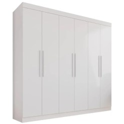 Guarda Roupa Roma Casal 6 Portas 4 Gavetas Salleto Branco 15351