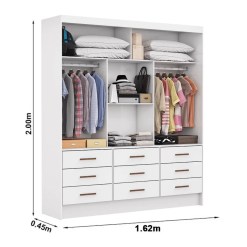 Guarda Roupa Sevilha Casal Sem Espelho 3 Portas 9 Gavetas Carioca 67765