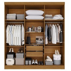 Guarda Roupa Vision Casal 6 Portas Sendo 2 Em Vidro Reflecta Com 2 Gavetas E Led Salleto 32302