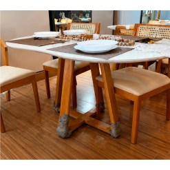 Mesa Belgica 140x90cm Com Vidro Deline Decor 54738