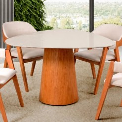 Mesa Organica 120cm Com Vidro Deline Decor 75083