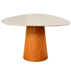 Mesa Organica 120cm Com Vidro Deline Decor Off White 69806