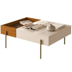 Mesa De Centro Leme Retangular Madetec Cinamomo Off White 59934
