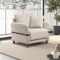 Poltrona 3067 Em Linho Com Almofada Solta Lufer 24106