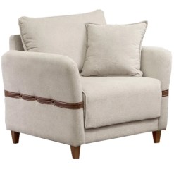 Poltrona 3067 Em Linho Com Almofada Solta Lufer Bege 56741