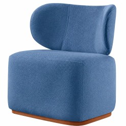 Poltrona Decorativa Sun Em Boucle Prensar Azul 75136