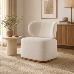 Poltrona Decorativa Sun Em Linho Prensar 97054