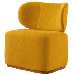 Poltrona Decorativa Sun Em Linho Prensar Mostarda 63869