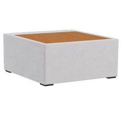 Puff Valence Em Linho Com Tampo De Madeira Innove Gelo 49507