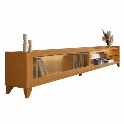 Rack Vellaro 220cm Para Tv Ate 75 Polegadas 1 Porta De Vidro Edn Cedro 18131