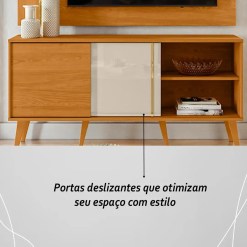 Rack Com Painel Cronos Para Tv Ate 60 Polegadas 2 Portas Madetec 52464