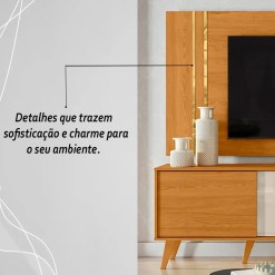 Rack Com Painel Cronos Para Tv Ate 60 Polegadas 2 Portas Madetec 76535