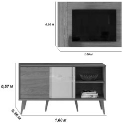 Rack Com Painel Cronos Para Tv Ate 60 Polegadas 2 Portas Madetec 88459