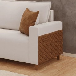 Sofa 3081 Com Chaise 318cm Em Linho 6 Lugares Lufer 95838