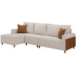 Sofa 3081 Com Chaise 318cm Em Linho 6 Lugares Lufer Bege 64568