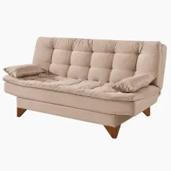 Sofa Cama Agatha Plus Casal 3 Lugares Com Encosto Reclinavel Aifos Bege 66126