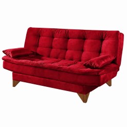 Sofa Cama Agatha Plus Casal 3 Lugares Com Encosto Reclinavel Aifos Vermelho 53721