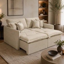 Sofa Cama Lima 200cm Em Linho 3 Lugares Retratil E Reclinavel Uniao 53478