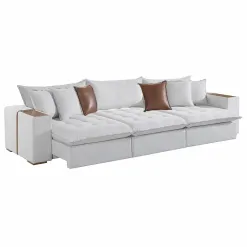 Sofa Cama Tebas 322cm Em Linho 6 Lugares Retratil E Reclinavel Innove Gelo 58765