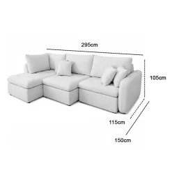 Sofa Cama Vibe Em Linho 295cm Com Chaise E Molas Ensacadas Retratil 6 Lugares Dora Bela 40040