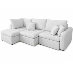 Sofa Cama Vibe Em Linho 295cm Com Chaise E Molas Ensacadas Retratil 6 Lugares Dora Bela Cinza 72867