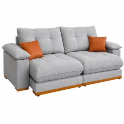 Sofa Ferrara Plus 250cm Em Linho Com Molas Ensacadas 4 Lugares Retratil E Reclinavel Imperio Cinza 43268