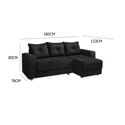 Sofa Florenca 180cm Com Chaise Tecido Suede Aifos 63604