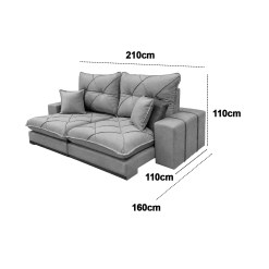 Sofa Gran Best Prime 210cm Em Veludo 4 Lugares Retratil E Reclinavel Aifos 34881