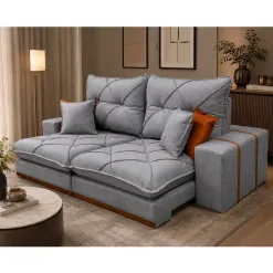 Sofa Gran Best Prime 210cm Em Veludo 4 Lugares Retratil E Reclinavel Aifos 88461