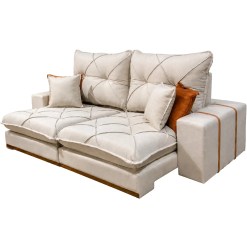 Sofa Gran Best Prime 210cm Em Veludo 4 Lugares Retratil E Reclinavel Aifos Bege 52948