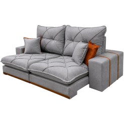 Sofa Gran Best Prime 210cm Em Veludo 4 Lugares Retratil E Reclinavel Aifos Cinza 21562