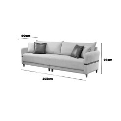 Sofa Living 3067 Em Linho 245cm 4 Lugares Lufer 81889