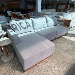 Sofa Living Suica 6 Lugares Com Chaise 288cm Tecido Linho Lufer 11781