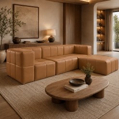 Sofa Modular Box Em Couro Ecologico 4 Pecas 4 Lugares Prensar 96069