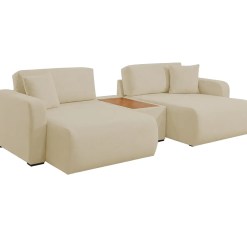Sofa Modular Valence Em Veludo 3 Pecas 5 Lugares Retratil E Reclinavel Innove Bege 35293