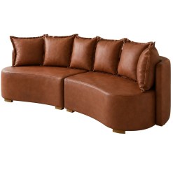 Sofa Organico Madero Em Corino 6 Lugares 298cm Luxury Marrom 32269