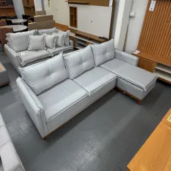 Sofa Orlando 4 Lugares Com Chaise Tecido Linho 240cm Boareto 35461