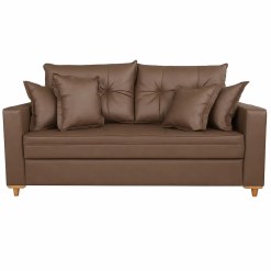 Sofa Portugal Em Corino Com Almofadas Soltas 3 Lugares 200cm Vicam Marrom 15714