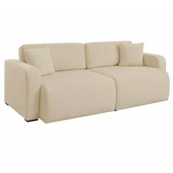 Sofa Valence Em Veludo 230cm 4 Lugares Retratil E Reclinavel Innove Bege 61544